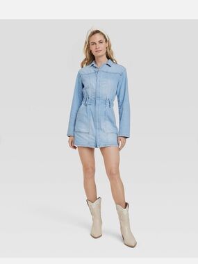 Universal Thread Denim Shirtdress, Long Sleeve, Light Wash